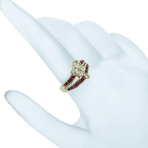 K18YG イエローゴールド ルビー0.91ct ダイヤ0.14ct リング 指輪 レディース 10.5号 【中古】