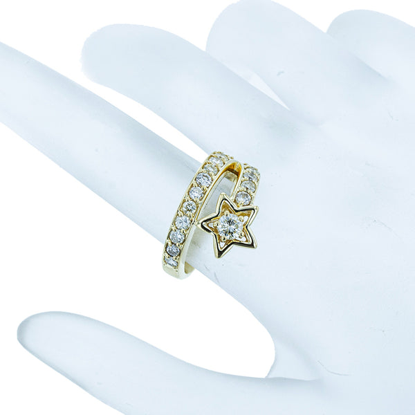 K18YG イエローゴールド ダイヤ1.00ct スターモチーフ リング 指輪 レディース 10号 【中古】