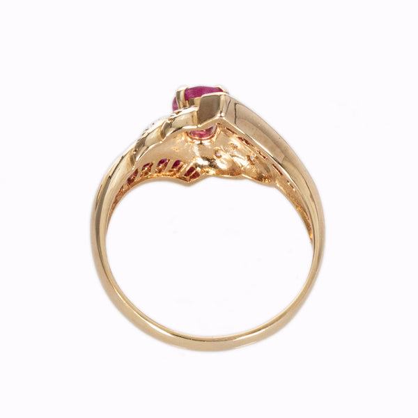 K18YG イエローゴールド ルビー0.74ct＆0.54ct ダイヤ0.09ct リング 指輪 レディース 13号 【中古】