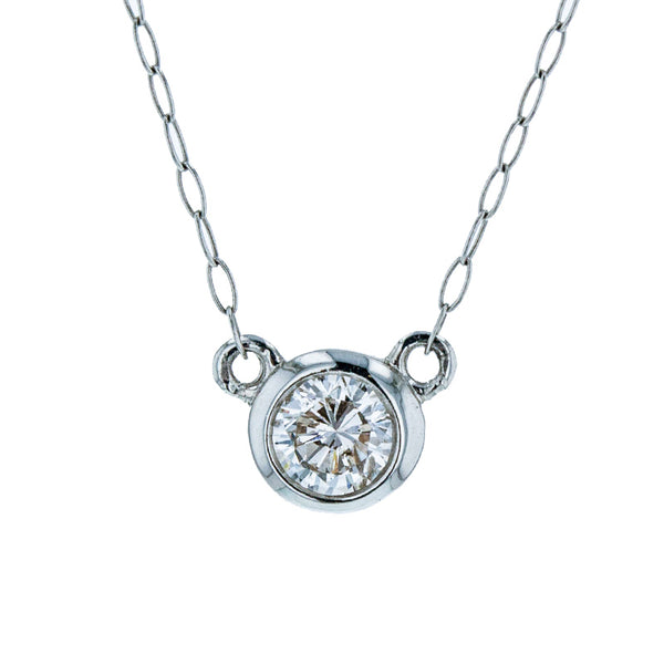 Pt950 プラチナ Pt850 プラチナ ダイヤ0.15ct 一粒 ネックレス レディース 【中古】