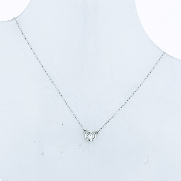 Pt950 プラチナ Pt850 プラチナ ダイヤ0.15ct 一粒 ネックレス レディース 【中古】