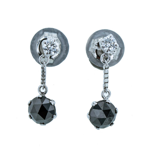 Pt900 プラチナ ブラックダイヤ ダイヤ0.04ct×2 ピアス レディース 【中古】