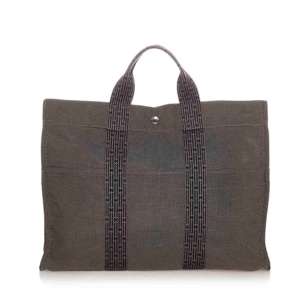 エルメス エールライン MM グレー キャンバス トートバッグ レディース HERMES 【中古】