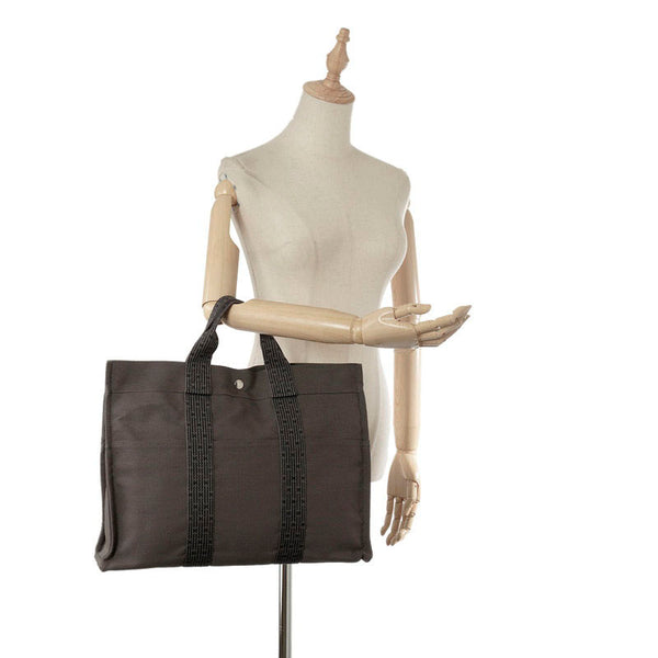 エルメス エールライン MM グレー キャンバス トートバッグ レディース HERMES 【中古】