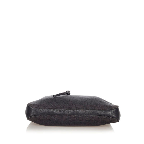 グッチ GGキャンバス　 101975 ブラック グレー キャンバス レザー ワンショルダーバッグ レディース GUCCI 【中古】