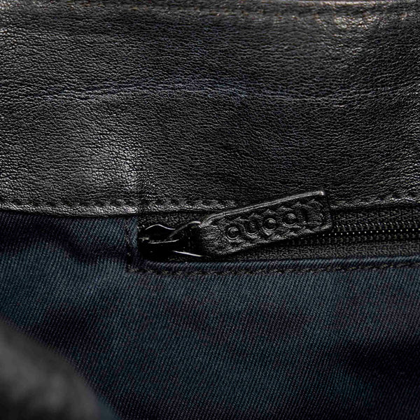 グッチ GGキャンバス　 101975 ブラック グレー キャンバス レザー ワンショルダーバッグ レディース GUCCI 【中古】