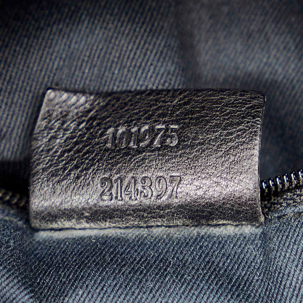 グッチ GGキャンバス　 101975 ブラック グレー キャンバス レザー ワンショルダーバッグ レディース GUCCI 【中古】