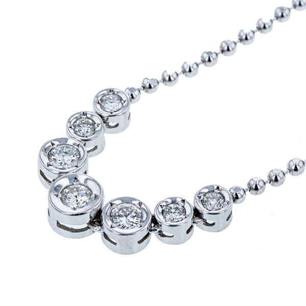 Pt850 プラチナ ダイヤ0.30ct ネックレス レディース 【中古】