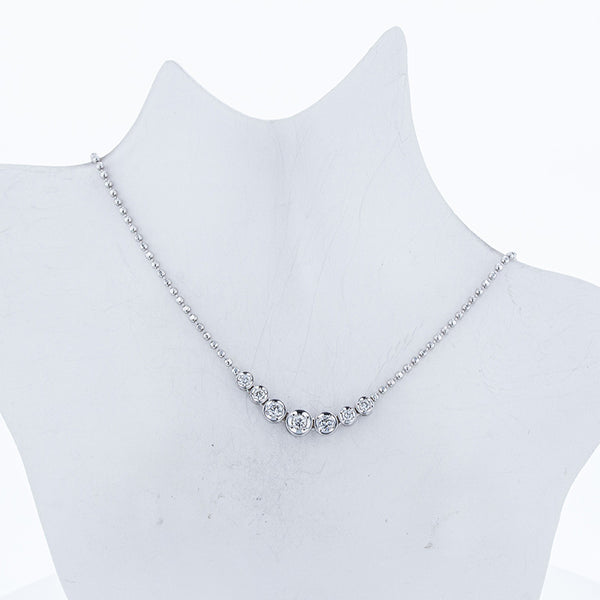 Pt850 プラチナ ダイヤ0.30ct ネックレス レディース 【中古】