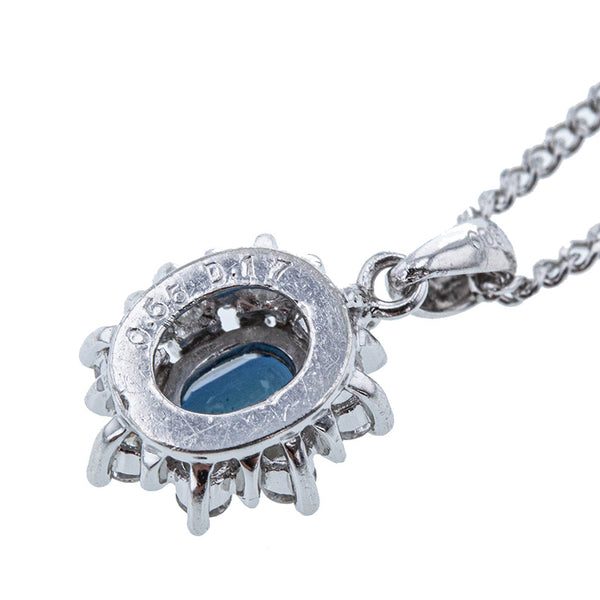 Pt900 プラチナ Pt850 プラチナ サファイア0.55ct ダイヤ0.17ct ネックレス レディース 【中古】