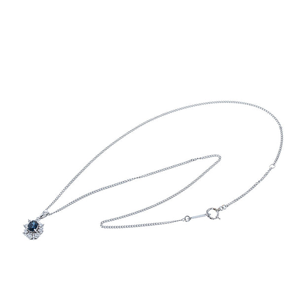 Pt900 プラチナ Pt850 プラチナ サファイア0.55ct ダイヤ0.17ct ネックレス レディース 【中古】