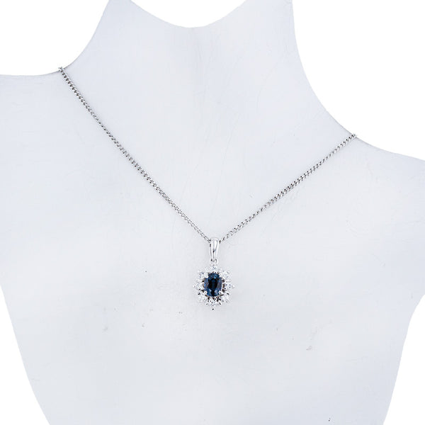 Pt900 プラチナ Pt850 プラチナ サファイア0.55ct ダイヤ0.17ct ネックレス レディース 【中古】