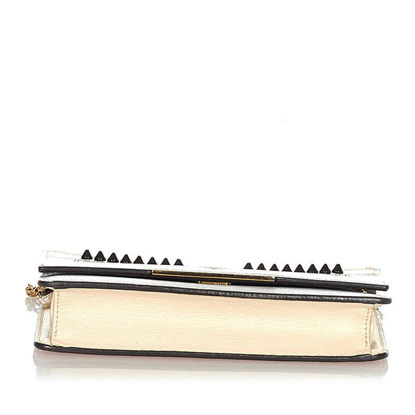 フェンディ モンスター 8M0346 ライトピンク ライトグレー レザー ウォレットチェーン レディース FENDI 【中古】