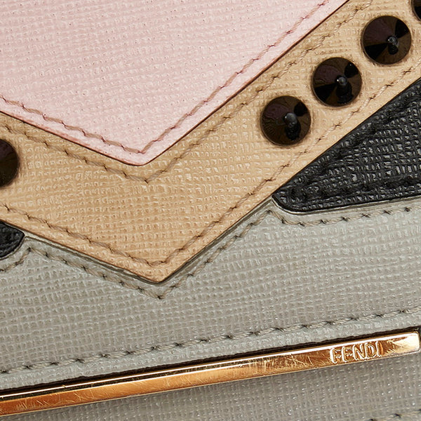 フェンディ モンスター 8M0346 ライトピンク ライトグレー レザー ウォレットチェーン レディース FENDI 【中古】