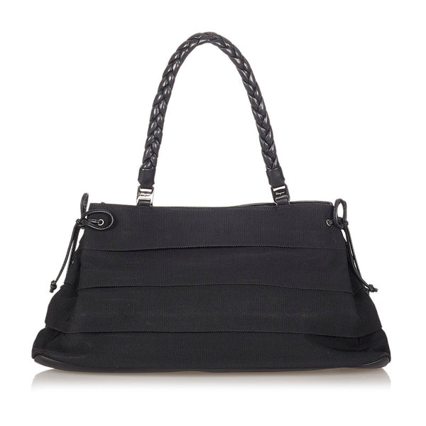 サルヴァトーレフェラガモ ヴァラ ティアード AU 21 4307 ブラック キャンバス レザー ハンドバッグ レディース Salvatore Ferragamo 【中古】