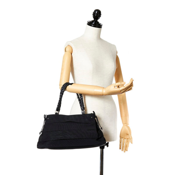 サルヴァトーレフェラガモ ヴァラ ティアード AU 21 4307 ブラック キャンバス レザー ハンドバッグ レディース Salvatore Ferragamo 【中古】