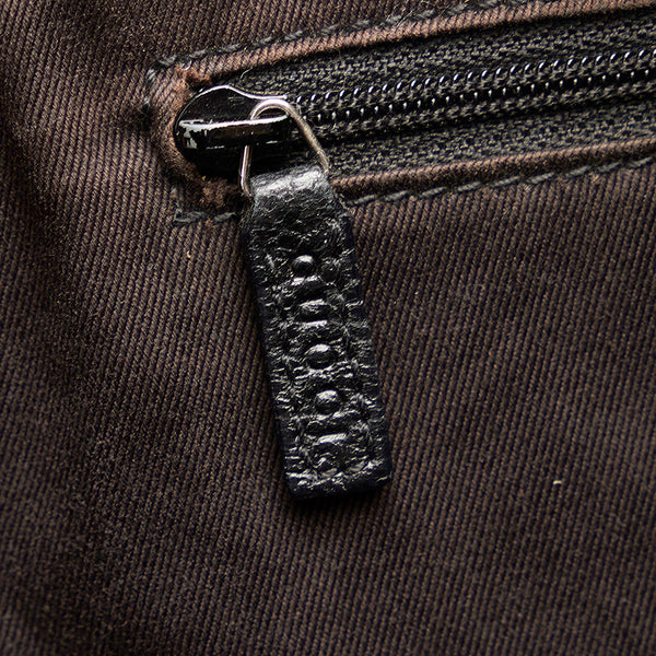 グッチ GGキャンバス 113017 ブラック キャンバス レザー トートバッグ レディース GUCCI 【中古】