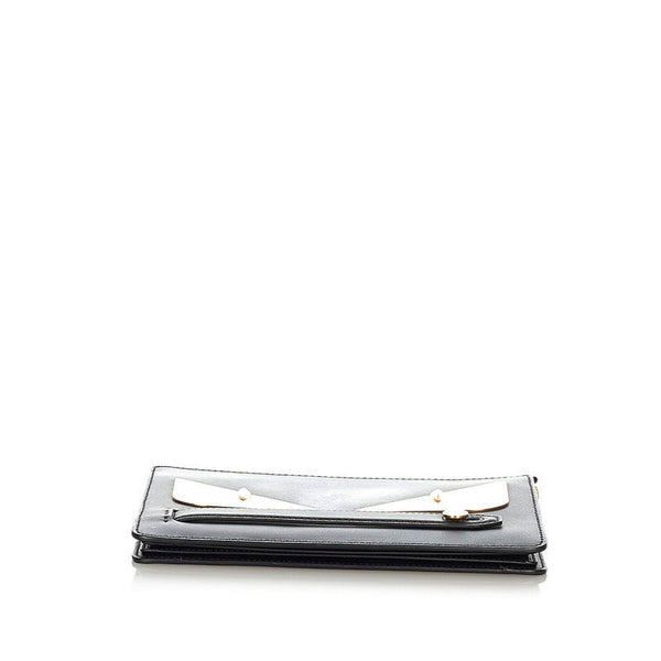 フェンディ モンスター 7VA350 ブラック ゴールド レザー クラッチバッグ メンズ FENDI 【中古】