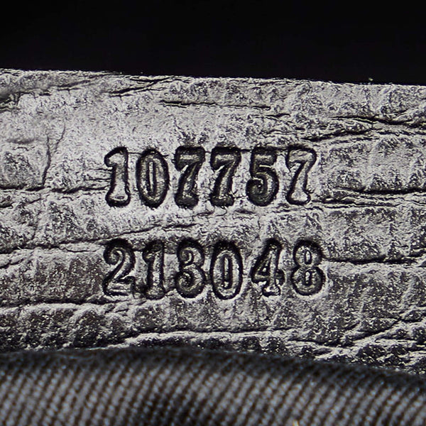 グッチ GGキャンバス 107757 ブラック キャンバス レザー ハンドバッグ レディース GUCCI 【中古】