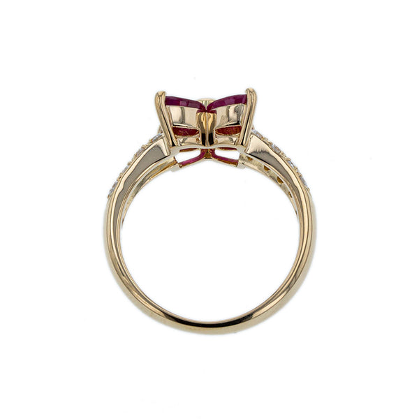 K18YG イエローゴールド ルビー1.00ct ダイヤ0.35ct リング 指輪 レディース 7.5号 【中古】