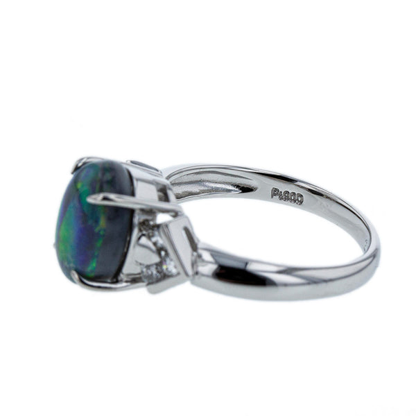 Pt900 プラチナ ブラックオパール2.19ct ダイヤ0.24ct リング 指輪 レディース 12号 【中古】
