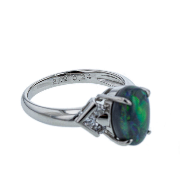 Pt900 プラチナ ブラックオパール2.19ct ダイヤ0.24ct リング 指輪 レディース 12号 【中古】