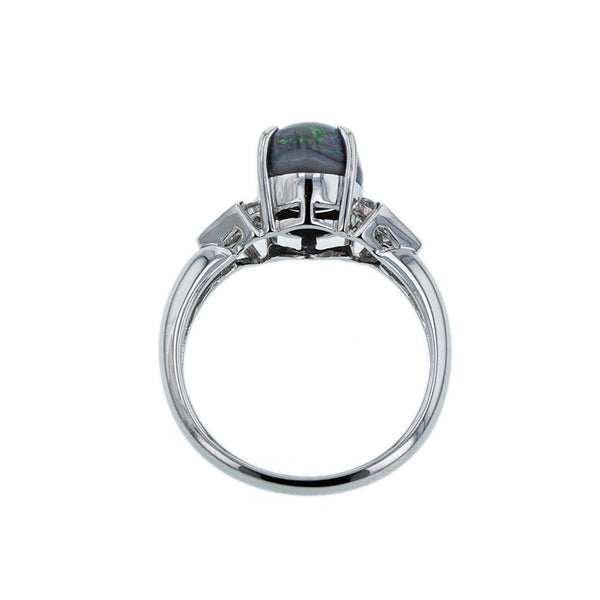 Pt900 プラチナ ブラックオパール2.19ct ダイヤ0.24ct リング 指輪 レディース 12号 【中古】
