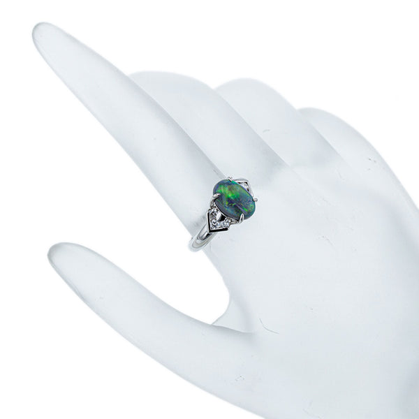 Pt900 プラチナ ブラックオパール2.19ct ダイヤ0.24ct リング 指輪 レディース 12号 【中古】