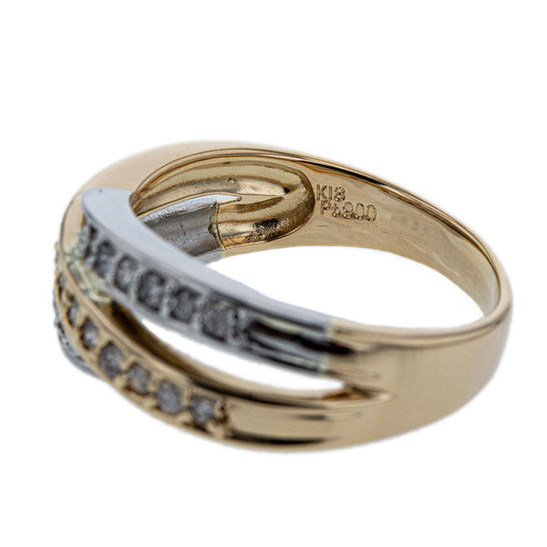 Pt900 プラチナ K18YG イエローゴールド コンビ ダイヤ0.50ct リング 指輪 レディース 16号 【中古】