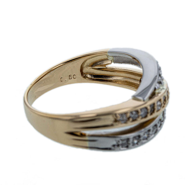 Pt900 プラチナ K18YG イエローゴールド コンビ ダイヤ0.50ct リング 指輪 レディース 16号 【中古】