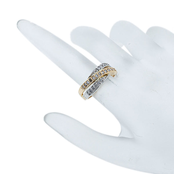 Pt900 プラチナ K18YG イエローゴールド コンビ ダイヤ0.50ct リング 指輪 レディース 16号 【中古】