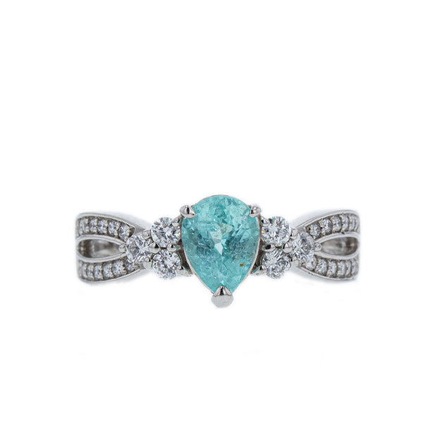 Pt950 プラチナ パライバトルマリン0.77ct ダイヤ0.32ct リング 指輪 レディース 12号 【中古】