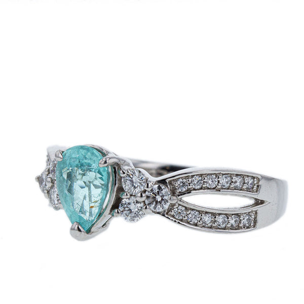 Pt950 プラチナ パライバトルマリン0.77ct ダイヤ0.32ct リング 指輪 レディース 12号 【中古】