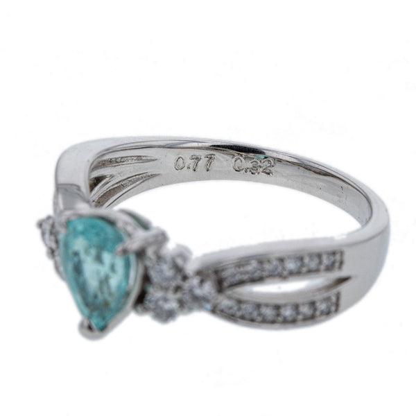 Pt950 プラチナ パライバトルマリン0.77ct ダイヤ0.32ct リング 指輪 レディース 12号 【中古】