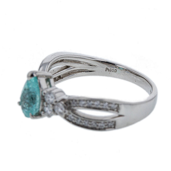 Pt950 プラチナ パライバトルマリン0.77ct ダイヤ0.32ct リング 指輪 レディース 12号 【中古】