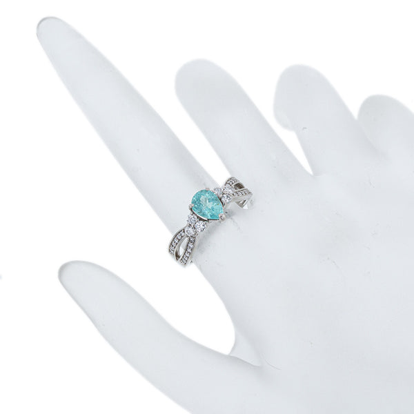 Pt950 プラチナ パライバトルマリン0.77ct ダイヤ0.32ct リング 指輪 レディース 12号 【中古】