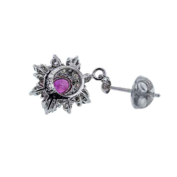 Pt900 プラチナ Pt850 プラチナ ルビー0.28ct＆0.29ct ダイヤ0.26ct×2 ピアス レディース 【中古】