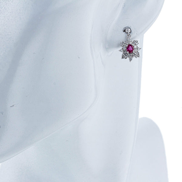 Pt900 プラチナ Pt850 プラチナ ルビー0.28ct＆0.29ct ダイヤ0.26ct×2 ピアス レディース 【中古】