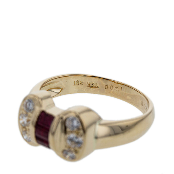 ポンテヴェキオ K18YG イエローゴールド ルビー0.37ct ダイヤ0.31ct リング 指輪 レディース Ponte Vecchio 12号 【中古】