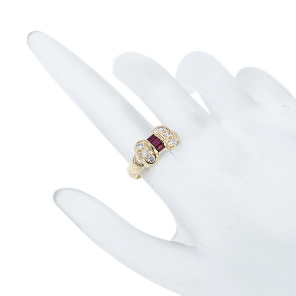 ポンテヴェキオ K18YG イエローゴールド ルビー0.37ct ダイヤ0.31ct リング 指輪 レディース Ponte Vecchio 12号 【中古】