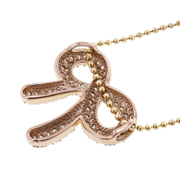 K18YG イエローゴールド ダイヤ1.45ct リボンモチーフ ネックレス レディース 【中古】