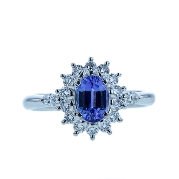 Pt900 プラチナ タンザナイト0.88ct ダイヤ0.45ct リング 指輪 レディース 15号 【中古】