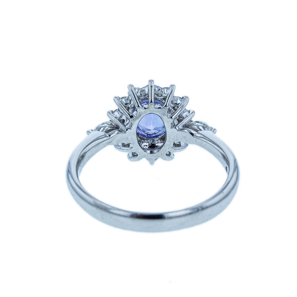 Pt900 プラチナ タンザナイト0.88ct ダイヤ0.45ct リング 指輪 レディース 15号 【中古】