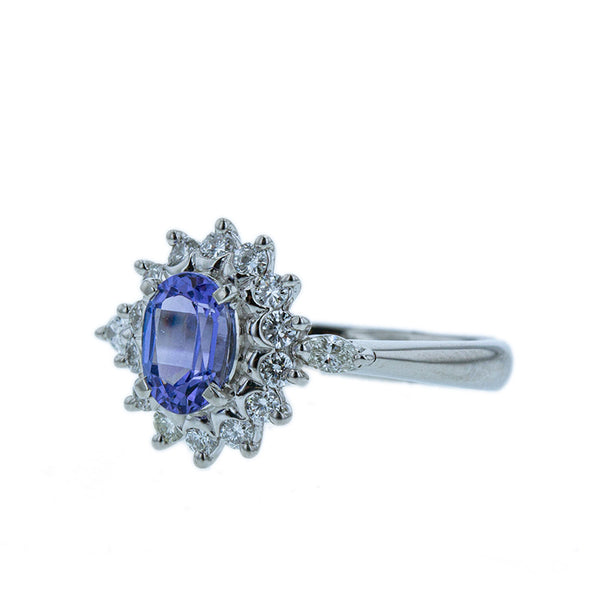 Pt900 プラチナ タンザナイト0.88ct ダイヤ0.45ct リング 指輪 レディース 15号 【中古】