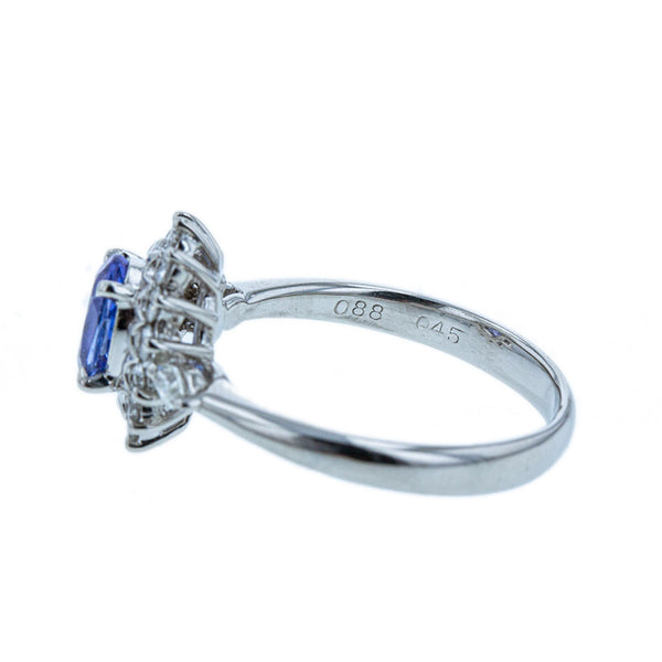 Pt900 プラチナ タンザナイト0.88ct ダイヤ0.45ct リング 指輪 レディース 15号 【中古】
