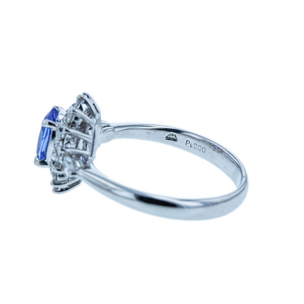 Pt900 プラチナ タンザナイト0.88ct ダイヤ0.45ct リング 指輪 レディース 15号 【中古】