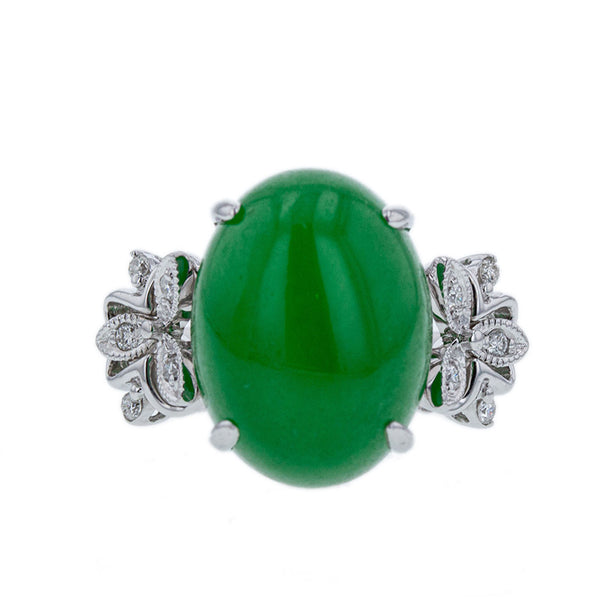Pt900 プラチナ 翡翠17.42ct ダイヤ0.12ct リング 指輪 レディース 15号 【中古】