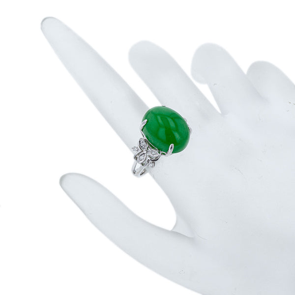 Pt900 プラチナ 翡翠17.42ct ダイヤ0.12ct リング 指輪 レディース 15号 【中古】
