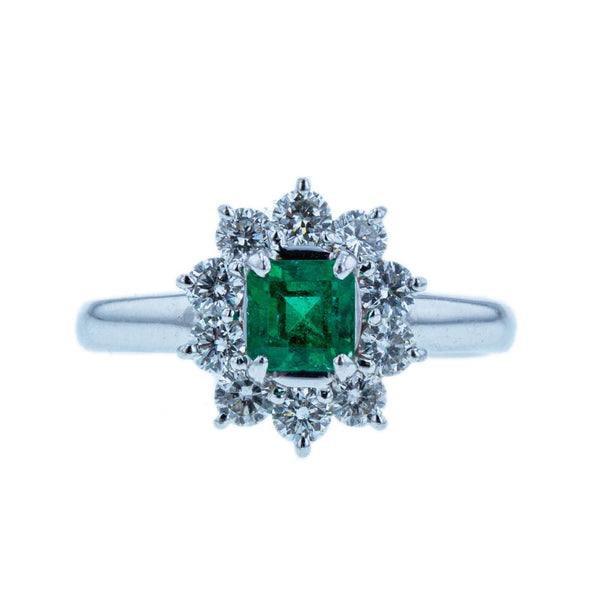 Pt900 プラチナ エメラルド0.519ct ダイヤ0.62ct リング 指輪 レディース 11.5号 【中古】