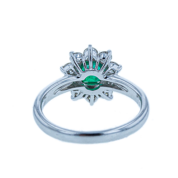 Pt900 プラチナ エメラルド0.519ct ダイヤ0.62ct リング 指輪 レディース 11.5号 【中古】